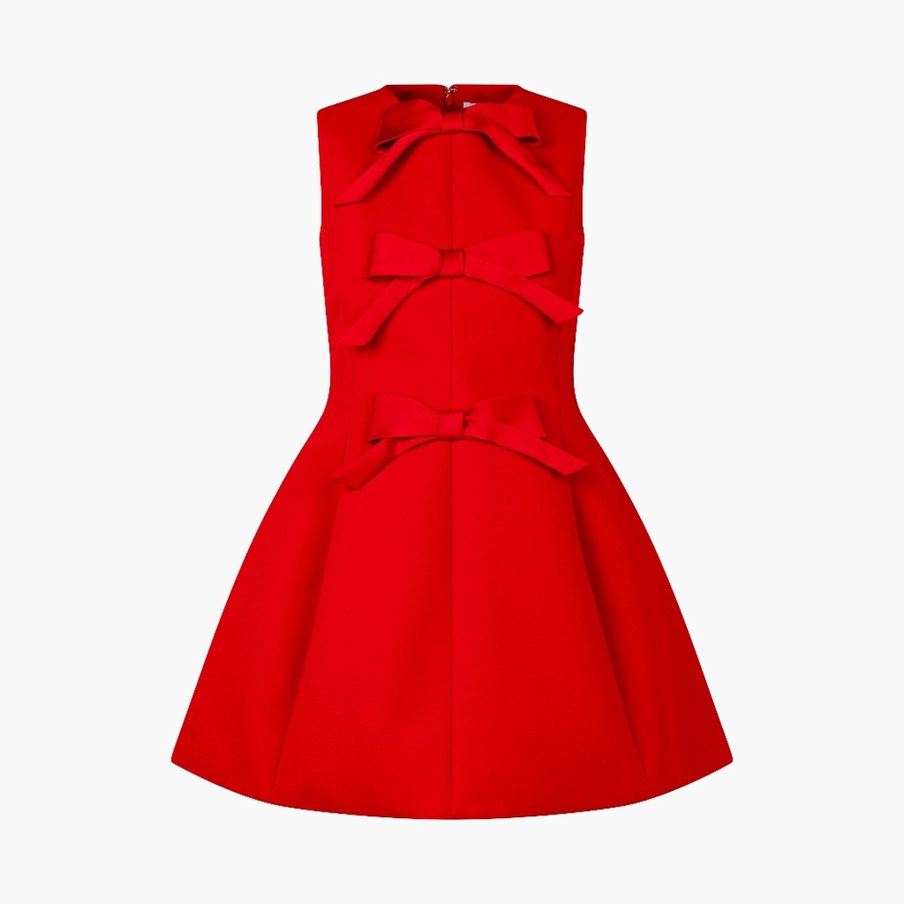 Hill House Home The Blythe Bow Dress - Red with Red Bows Size LRed with Red Bows